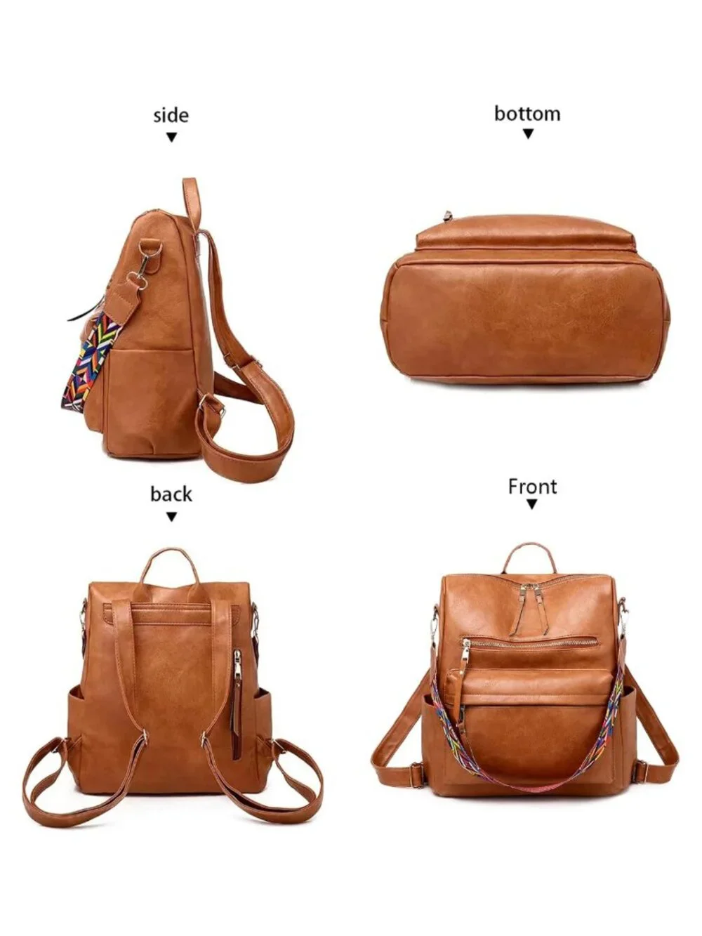 PU Leather Fashion Backpack Purse Convertible Shoulder Bag Travel Daypack